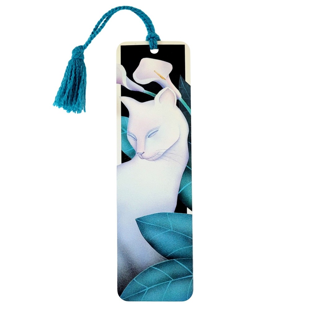 Vintage 80s Calla Lily Cat Bookmark- Pretentious Cats- Hallmark- Artworks, HM102